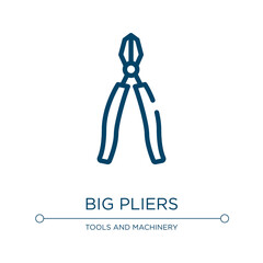 Big pliers icon. Linear vector illustration from tools and machinery collection. Outline big pliers icon vector. Thin line symbol for use on web and mobile apps, logo, print media.