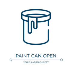 Paint can open icon. Linear vector illustration from tools and machinery collection. Outline paint can open icon vector. Thin line symbol for use on web and mobile apps, logo, print media.