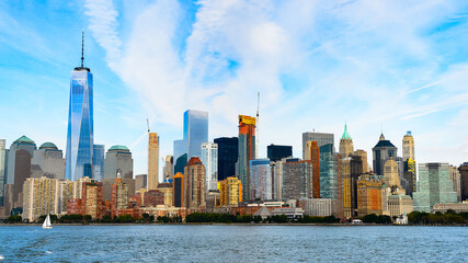 Obraz premium It's Beautiful evening view of the Lower Manhattan, New York City, United States of America