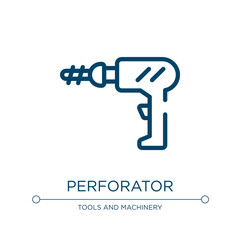 Perforator icon. Linear vector illustration from carpentry diy tools collection. Outline perforator icon vector. Thin line symbol for use on web and mobile apps, logo, print media.