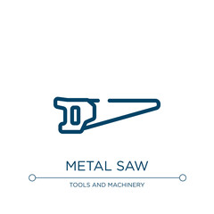 Metal saw icon. Linear vector illustration from carpentry diy tools collection. Outline metal saw icon vector. Thin line symbol for use on web and mobile apps, logo, print media.