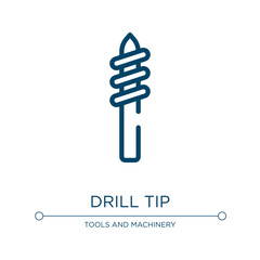 Drill tip icon. Linear vector illustration from construction line craft collection. Outline drill tip icon vector. Thin line symbol for use on web and mobile apps, logo, print media.
