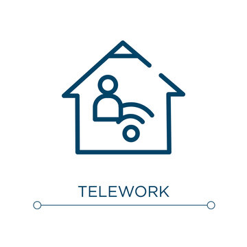 Telework icon. Linear vector illustration. Outline telework icon vector. Thin line symbol for use on web and mobile apps, logo, print media.