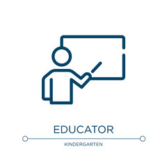 Educator icon. Linear vector illustration from kindergarten collection. Outline educator icon vector. Thin line symbol for use on web and mobile apps, logo, print media.