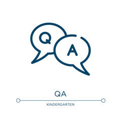 Obraz premium Qa icon. Linear vector illustration from learning collection. Outline qa icon vector. Thin line symbol for use on web and mobile apps, logo, print media.
