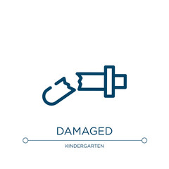 Damaged icon. Linear vector illustration from driving school collection. Outline damaged icon vector. Thin line symbol for use on web and mobile apps, logo, print media.