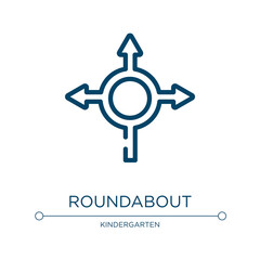 Roundabout icon. Linear vector illustration from driving school collection. Outline roundabout icon vector. Thin line symbol for use on web and mobile apps, logo, print media.