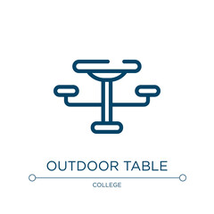 Outdoor table icon. Linear vector illustration from college collection. Outline outdoor table icon vector. Thin line symbol for use on web and mobile apps, logo, print media.