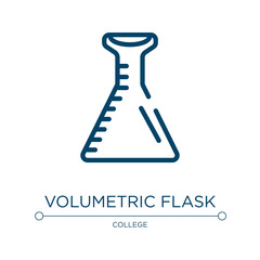 Volumetric flask icon. Linear vector illustration from laboratory collection. Outline volumetric flask icon vector. Thin line symbol for use on web and mobile apps, logo, print media.