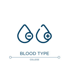 Blood type icon. Linear vector illustration from laboratory collection. Outline blood type icon vector. Thin line symbol for use on web and mobile apps, logo, print media.