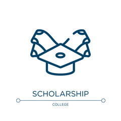 Scholarship icon. Linear vector illustration from college collection. Outline scholarship icon vector. Thin line symbol for use on web and mobile apps, logo, print media.