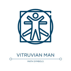 Vitruvian man icon. Linear vector illustration from science collection. Outline vitruvian man icon vector. Thin line symbol for use on web and mobile apps, logo, print media.