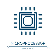 Microprocessor icon. Linear vector illustration from science collection. Outline microprocessor icon vector. Thin line symbol for use on web and mobile apps, logo, print media.