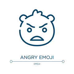 Angry emoji icon. Linear vector illustration from emoji collection. Outline angry emoji icon vector. Thin line symbol for use on web and mobile apps, logo, print media.