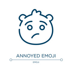 Annoyed emoji icon. Linear vector illustration from emoji collection. Outline annoyed emoji icon vector. Thin line symbol for use on web and mobile apps, logo, print media.