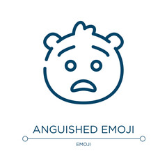 Anguished emoji icon. Linear vector illustration from emoji collection. Outline anguished emoji icon vector. Thin line symbol for use on web and mobile apps, logo, print media.