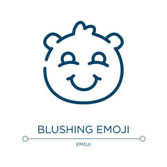 Blushing emoji icon. Linear vector illustration from emoji collection. Outline blushing emoji icon vector. Thin line symbol for use on web and mobile apps, logo, print media.