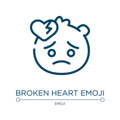 Broken heart emoji icon. Linear vector illustration from emoji collection. Outline broken heart emoji icon vector. Thin line symbol for use on web and mobile apps, logo, print media.