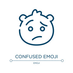 Confused emoji icon. Linear vector illustration from emoji collection. Outline confused emoji icon vector. Thin line symbol for use on web and mobile apps, logo, print media.