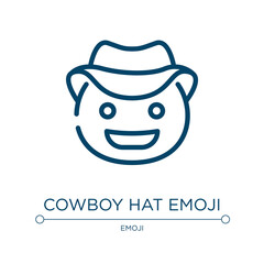 Cowboy hat emoji icon. Linear vector illustration from emoji collection. Outline cowboy hat emoji icon vector. Thin line symbol for use on web and mobile apps, logo, print media.
