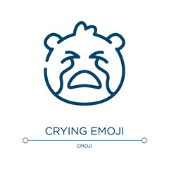 Crying emoji icon. Linear vector illustration from emoji collection. Outline crying emoji icon vector. Thin line symbol for use on web and mobile apps, logo, print media.