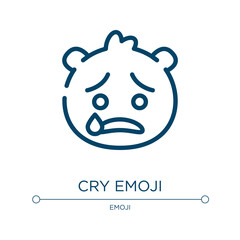 Cry emoji icon. Linear vector illustration from emoji collection. Outline cry emoji icon vector. Thin line symbol for use on web and mobile apps, logo, print media.
