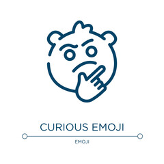 Curious emoji icon. Linear vector illustration from emoji collection. Outline curious emoji icon vector. Thin line symbol for use on web and mobile apps, logo, print media.