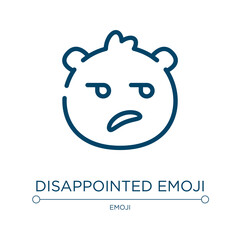 Disappointed emoji icon. Linear vector illustration from emoji collection. Outline disappointed emoji icon vector. Thin line symbol for use on web and mobile apps, logo, print media.