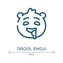 Drool emoji icon. Linear vector illustration from emoji collection. Outline drool emoji icon vector. Thin line symbol for use on web and mobile apps, logo, print media.