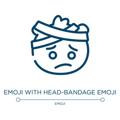 Emoji with head-bandage emoji icon. Linear vector illustration from emoji collection. Outline emoji with head-bandage emoji icon vector. Thin line symbol for use on web and mobile apps, logo, print