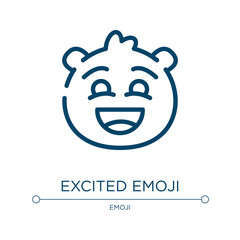 Excited emoji icon. Linear vector illustration from emoji collection. Outline excited emoji icon vector. Thin line symbol for use on web and mobile apps, logo, print media.
