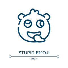 Stupid emoji icon. Linear vector illustration from emoji collection. Outline stupid emoji icon vector. Thin line symbol for use on web and mobile apps, logo, print media.