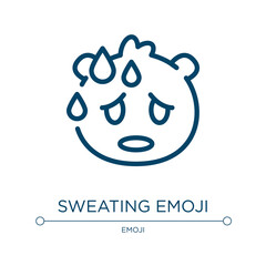Sweating emoji icon. Linear vector illustration from emoji collection. Outline sweating emoji icon vector. Thin line symbol for use on web and mobile apps, logo, print media.
