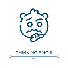 Thinking emoji icon. Linear vector illustration from emoji collection. Outline thinking emoji icon vector. Thin line symbol for use on web and mobile apps, logo, print media.