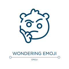 Wondering emoji icon. Linear vector illustration from emoji collection. Outline wondering emoji icon vector. Thin line symbol for use on web and mobile apps, logo, print media.