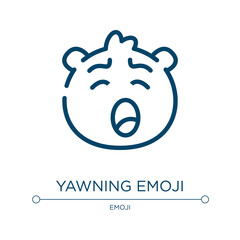 Yawning emoji icon. Linear vector illustration from emoji collection. Outline yawning emoji icon vector. Thin line symbol for use on web and mobile apps, logo, print media.