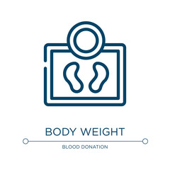 Body weight icon. Linear vector illustration from blood donation collection. Outline body weight icon vector. Thin line symbol for use on web and mobile apps, logo, print media.