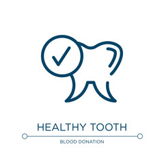 Healthy tooth icon. Linear vector illustration from dental care collection. Outline healthy tooth icon vector. Thin line symbol for use on web and mobile apps, logo, print media.