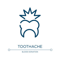 Toothache icon. Linear vector illustration from dental care collection. Outline toothache icon vector. Thin line symbol for use on web and mobile apps, logo, print media.