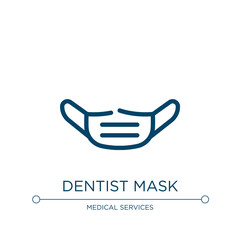Dentist mask icon. Linear vector illustration from dentist collection. Outline dentist mask icon vector. Thin line symbol for use on web and mobile apps, logo, print media.