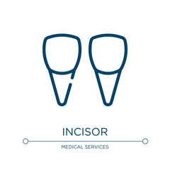 Incisor icon. Linear vector illustration from dentist collection. Outline incisor icon vector. Thin line symbol for use on web and mobile apps, logo, print media.