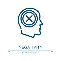 Negativity icon. Linear vector illustration from psychology collection. Outline negativity icon vector. Thin line symbol for use on web and mobile apps, logo, print media.