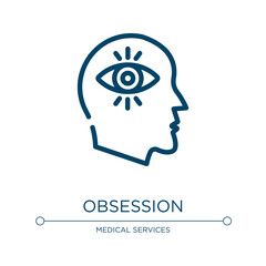Obsession icon. Linear vector illustration from psychology collection. Outline obsession icon vector. Thin line symbol for use on web and mobile apps, logo, print media.