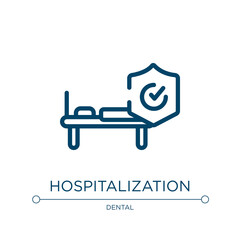 Hospitalization icon. Linear vector illustration from insurance collection. Outline hospitalization icon vector. Thin line symbol for use on web and mobile apps, logo, print media.