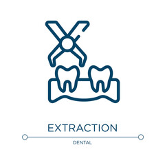 Extraction icon. Linear vector illustration from dental care collection. Outline extraction icon vector. Thin line symbol for use on web and mobile apps, logo, print media.