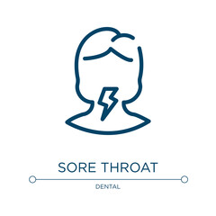 Sore throat icon. Linear vector illustration from medical and dental collection. Outline sore throat icon vector. Thin line symbol for use on web and mobile apps, logo, print media.
