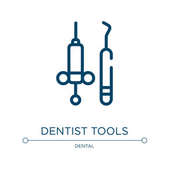 Dentist tools icon. Linear vector illustration from medical and dental collection. Outline dentist tools icon vector. Thin line symbol for use on web and mobile apps, logo, print media.