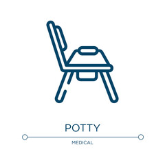 Potty icon. Linear vector illustration from medicine collection. Outline potty icon vector. Thin line symbol for use on web and mobile apps, logo, print media.