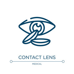 Contact lens icon. Linear vector illustration from opthalmology collection. Outline contact lens icon vector. Thin line symbol for use on web and mobile apps, logo, print media.