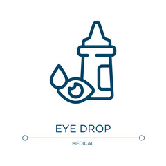 Eye drop icon. Linear vector illustration from opthalmology collection. Outline eye drop icon vector. Thin line symbol for use on web and mobile apps, logo, print media.